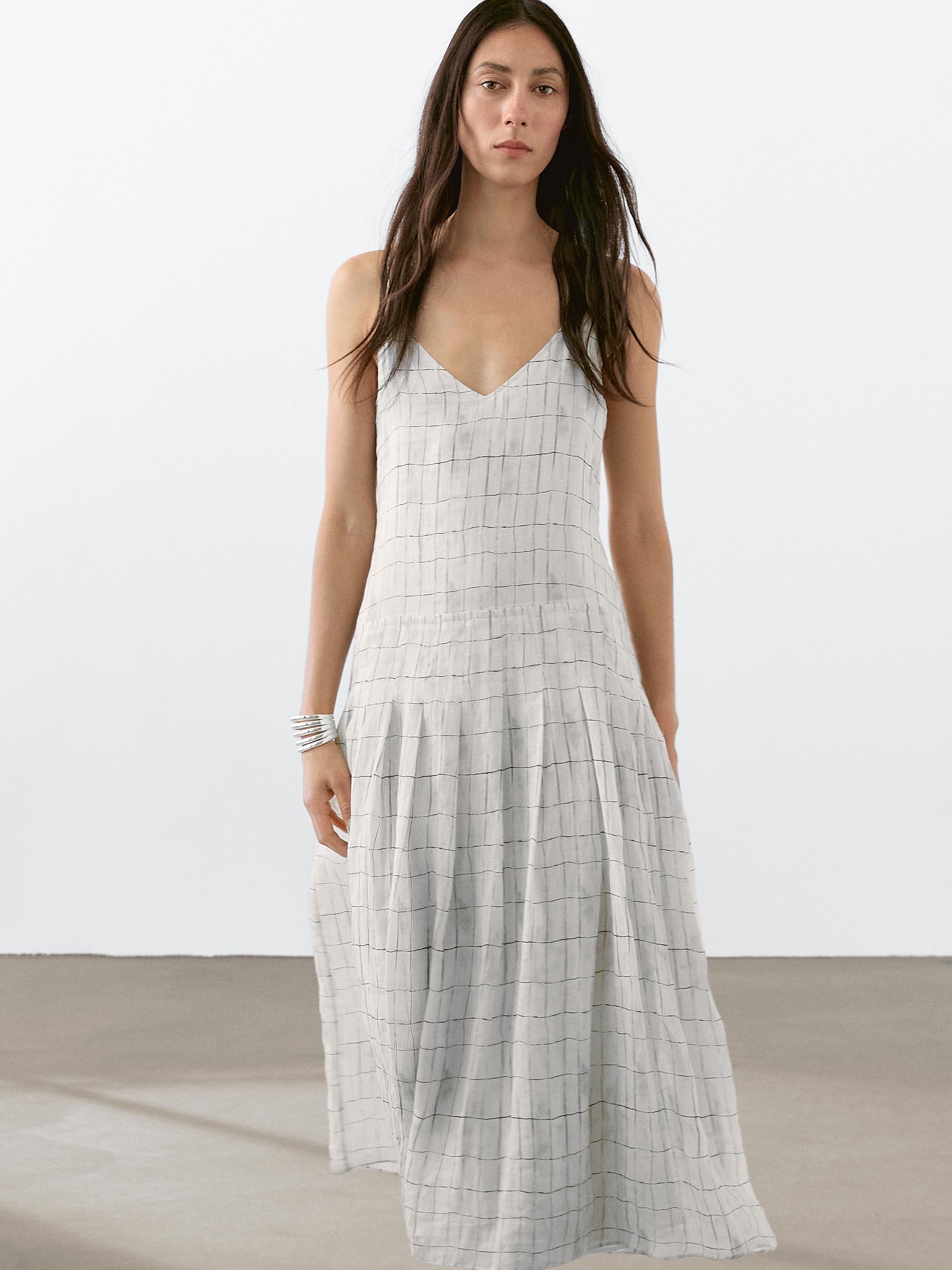 Flared check midi dress